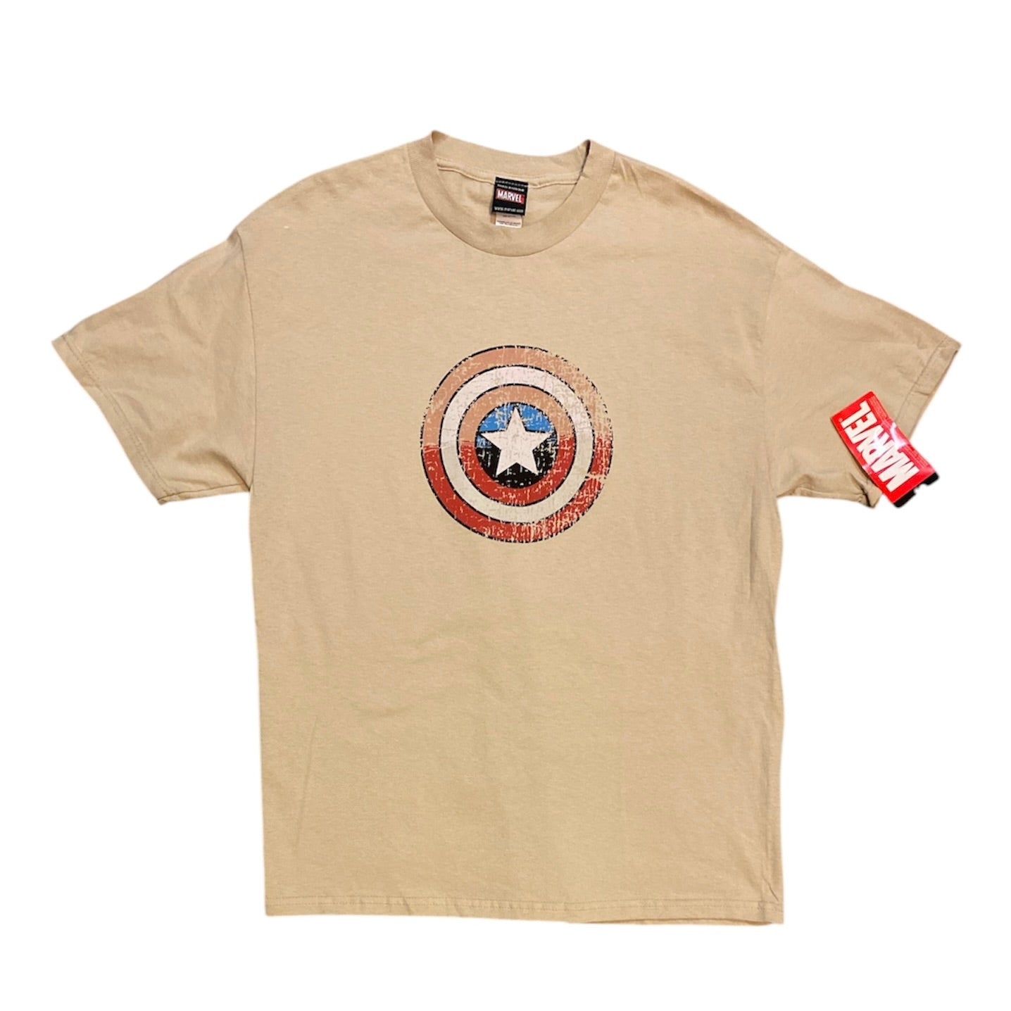 Marvel Captain America Graphic Logo Beige Tshirt