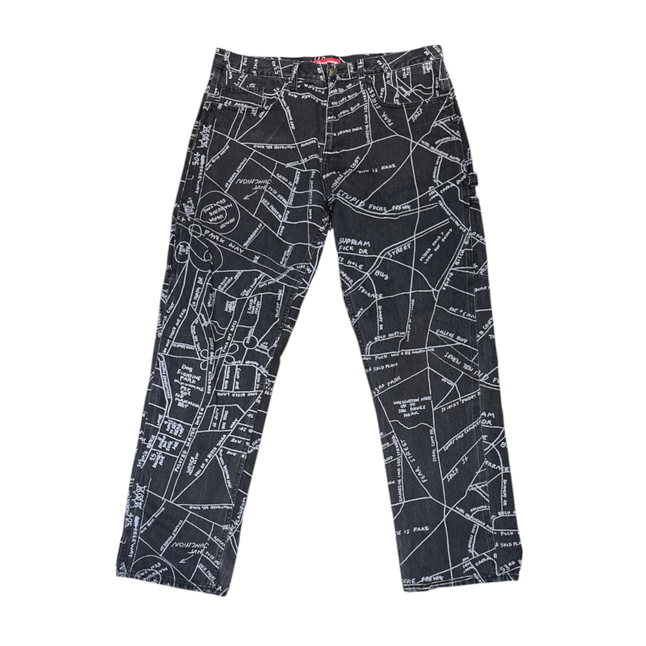 Supreme Gonz Map Denim Painter  Washed Black Pants