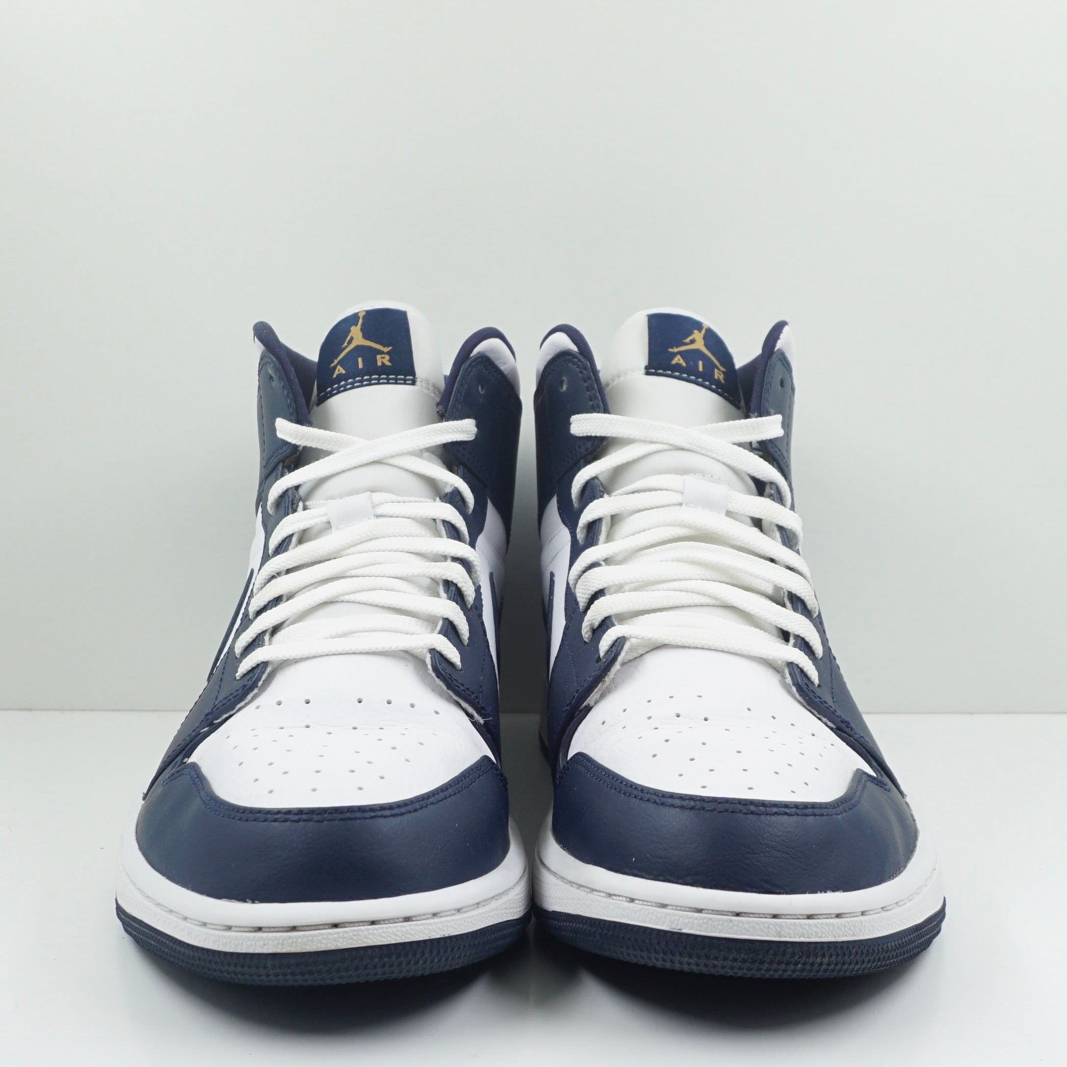Jordan 1 Mid White Metallic Gold Obsidian