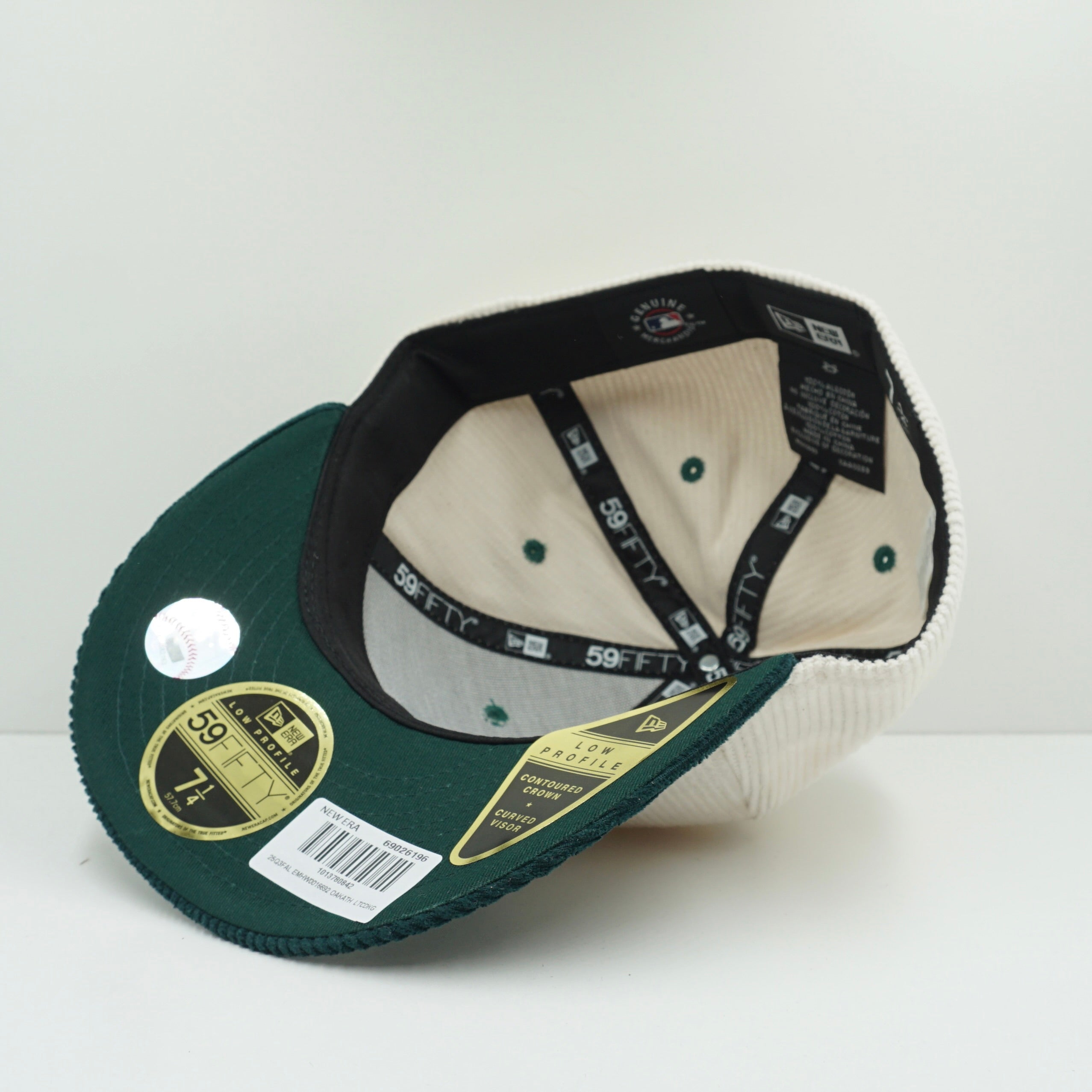 New Era Oakland A's Corduroy Green Beige Low Profile Fitted Cap