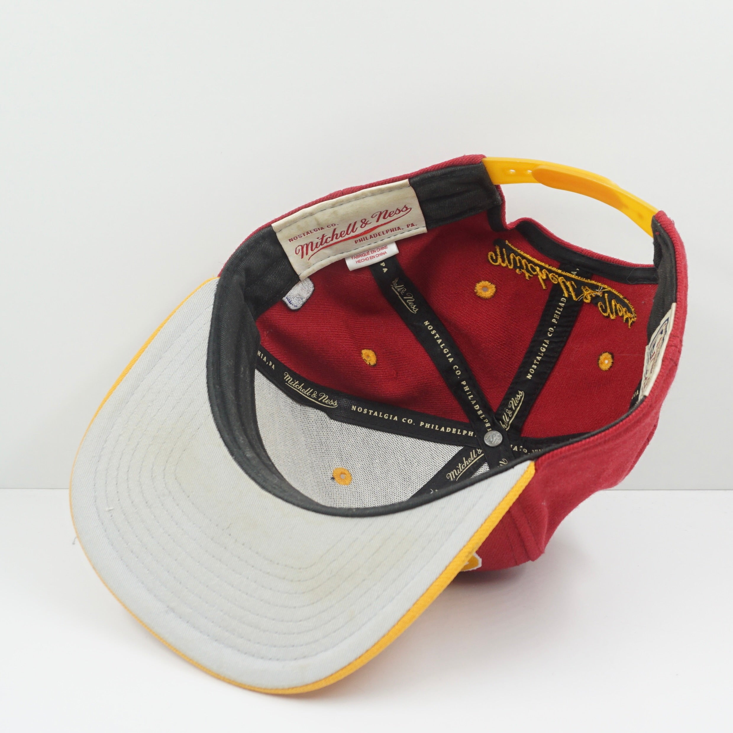Mitchell & Ness Cleveland Cavaliers Burgundy Yellow Snapback Cap