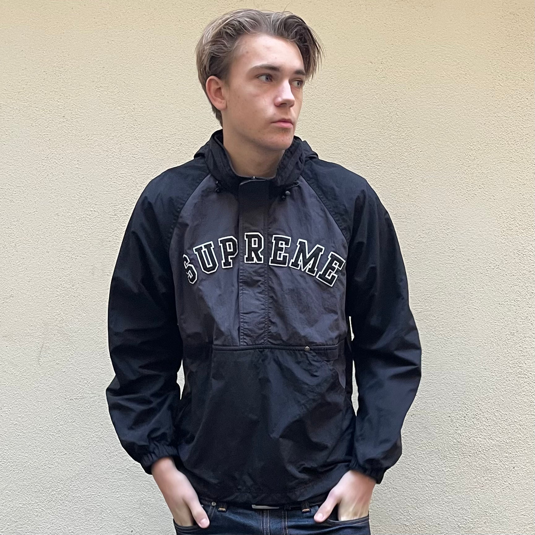 Supreme SS18 Court Half Zip Black Anorak Wind Jacket