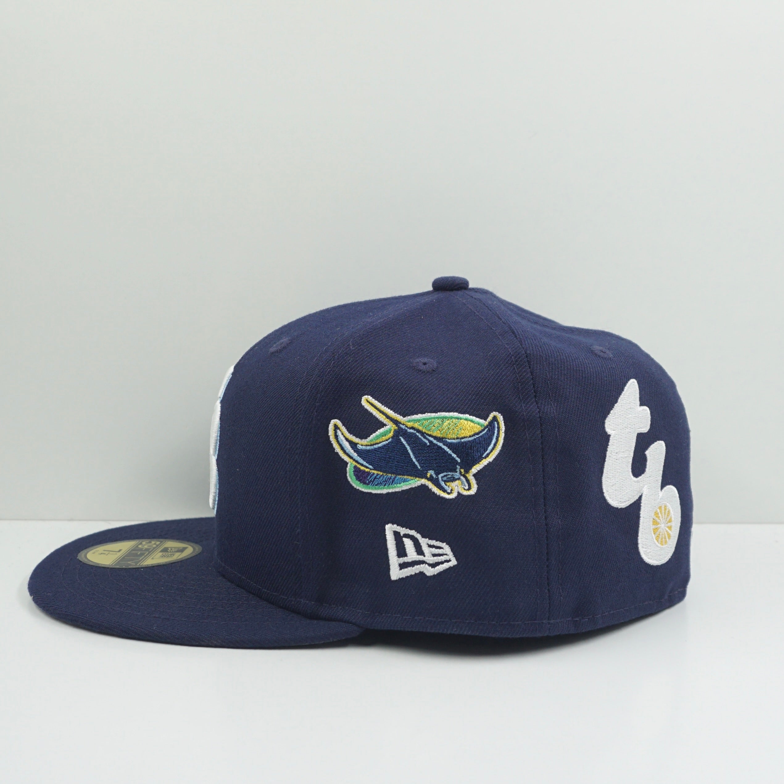 New Era Cooperstown Tampa Bay Rays Multi Logo Navy Fitted Cap