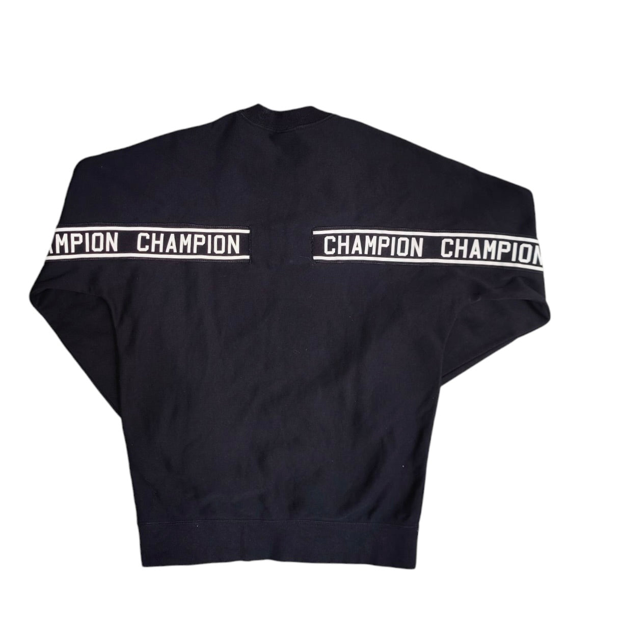 Champion Black White Tape Logo Crewneck