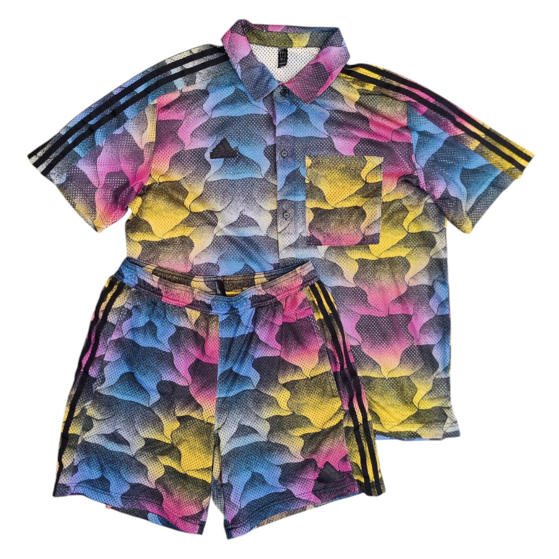 Adidas Tiro Allover Print Mesh Resort Shirt & Shorts Set