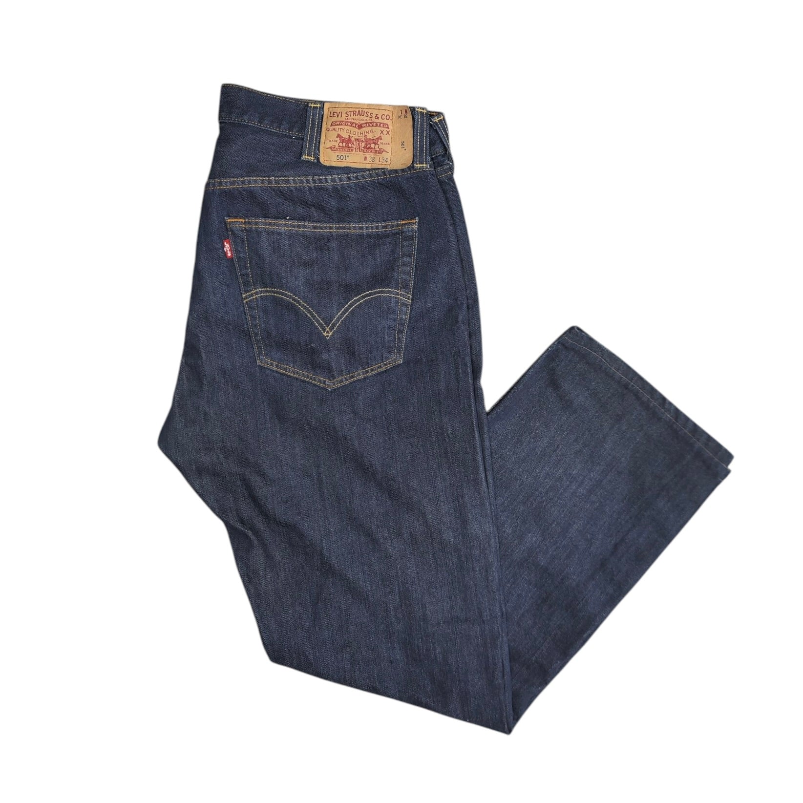 Levis 501 Straight Leg Dark Blue Jeans