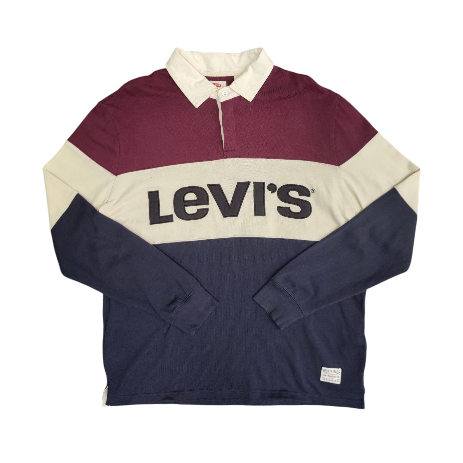Levis Rugby Burgundy Sail Navy Polo Long Sleeve