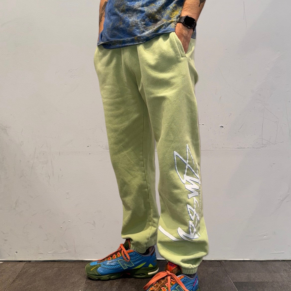 Stussy Racer Logo Light Green Sweatpants