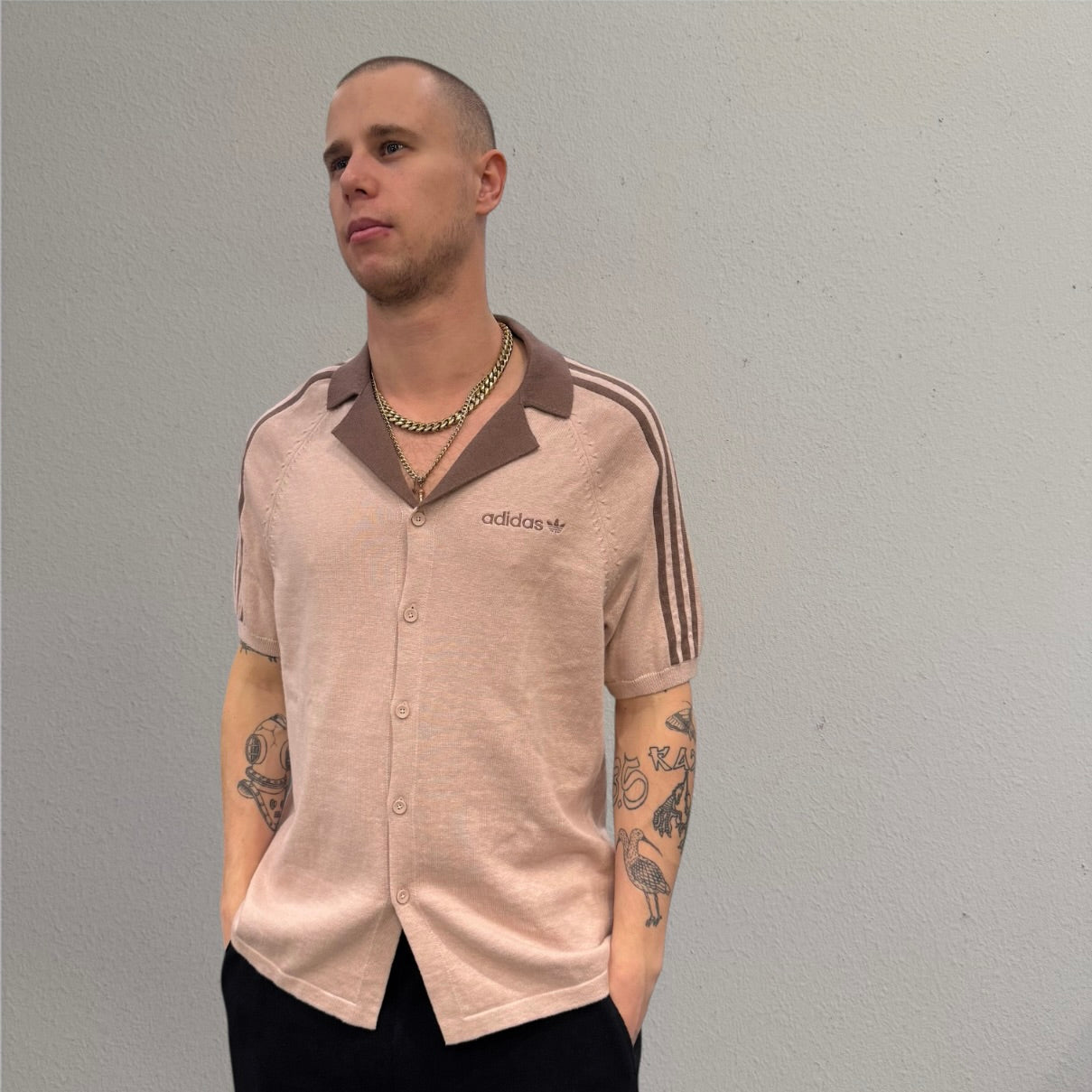 Adidas Originals Premium Beige Brown Knitted Polo Tshirt
