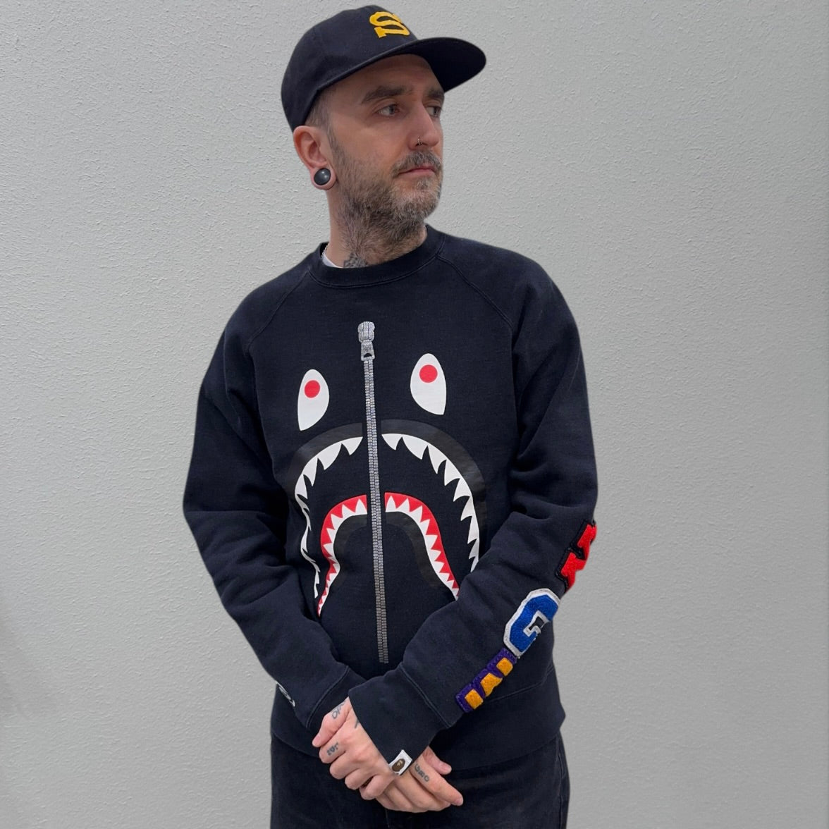 A Bathing Ape Shark Face Black Pull Over Sweatshirt