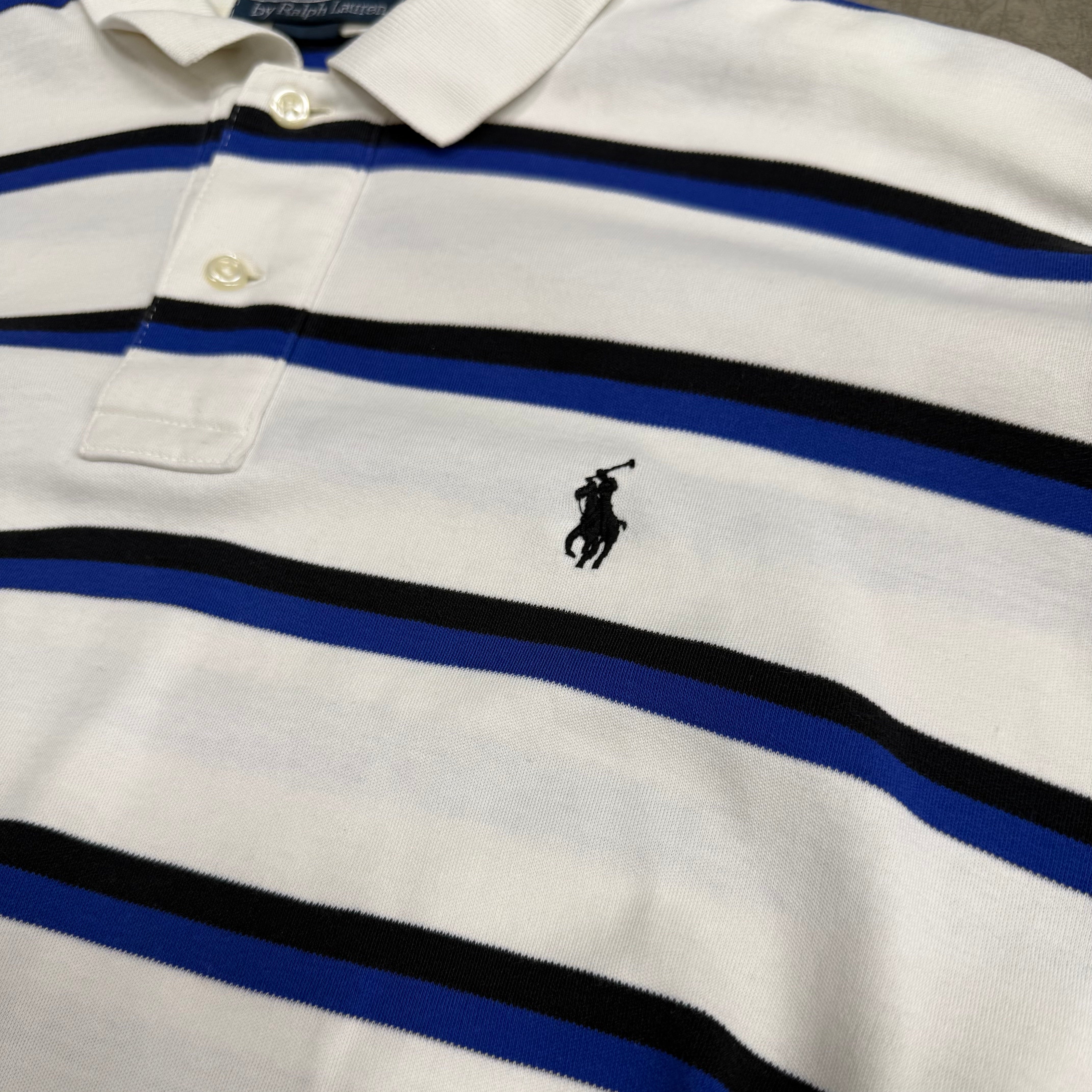Polo Ralph Lauren Blue Black Striped Polo Tshirt