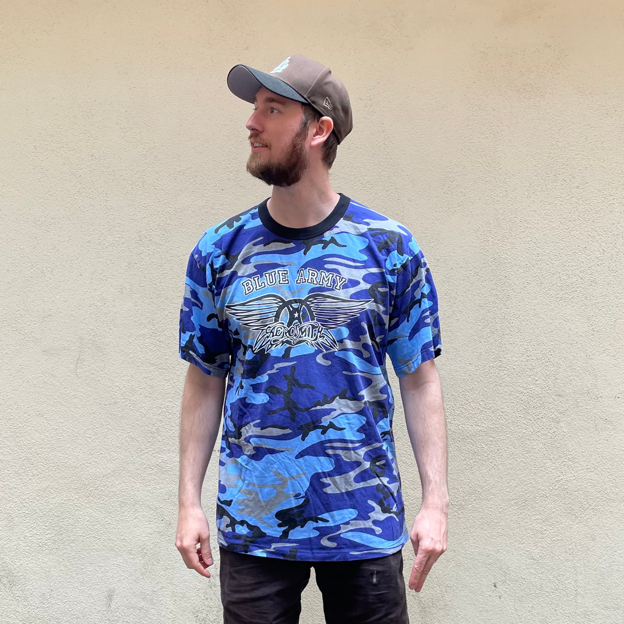 Aerosmith Blue Army Blue Camo Tshirt