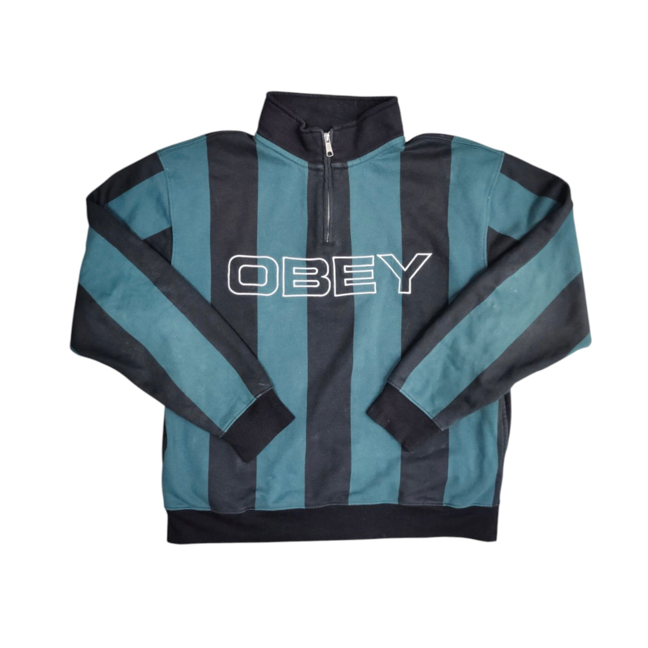 Obey Green Black Half Zip Sweatshirt