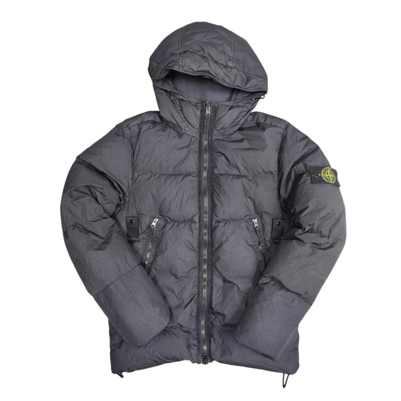 Stone Island Crinkle Nylon Black Puffer Down Jacket