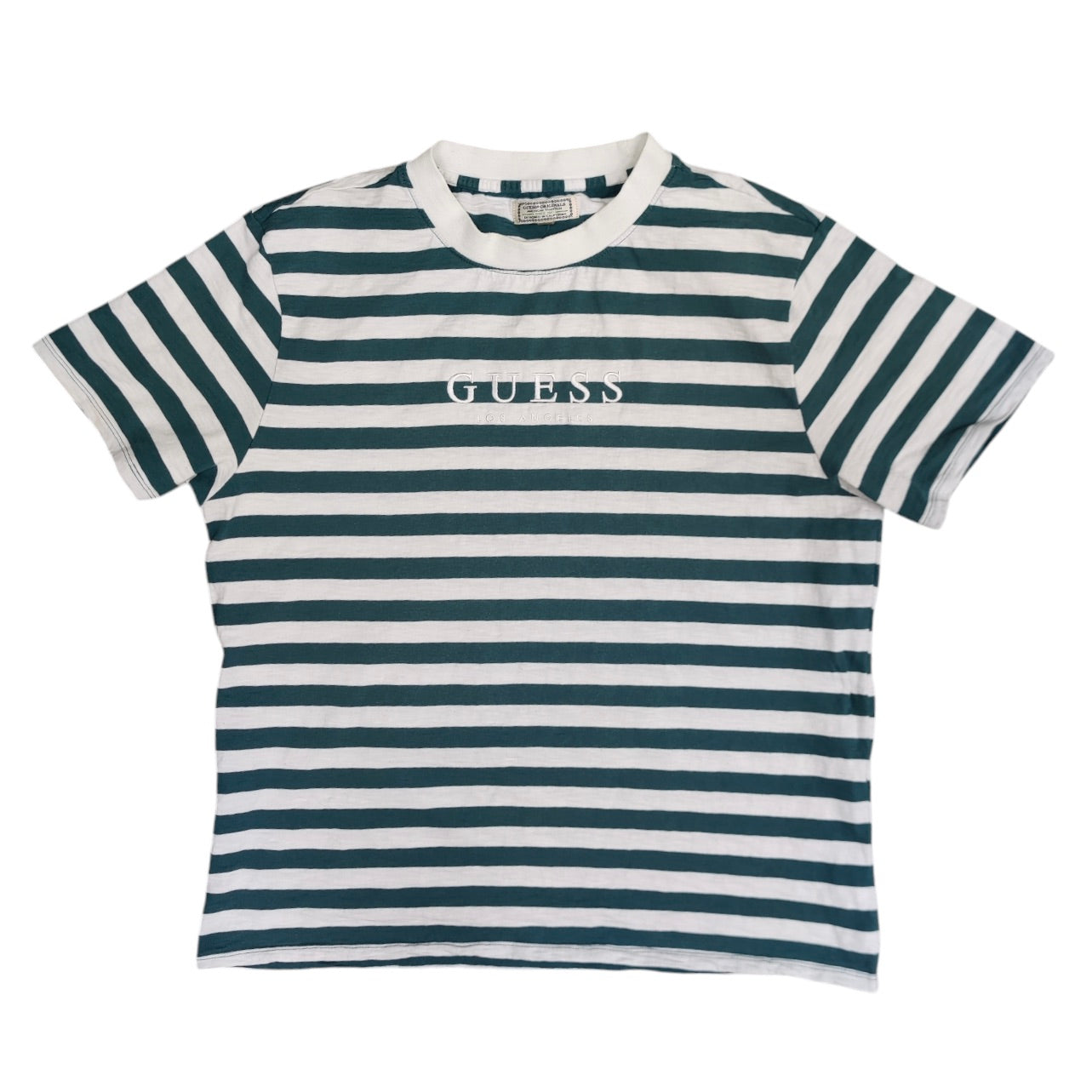 Guess Los Angeles Green White Stripe Tshirt