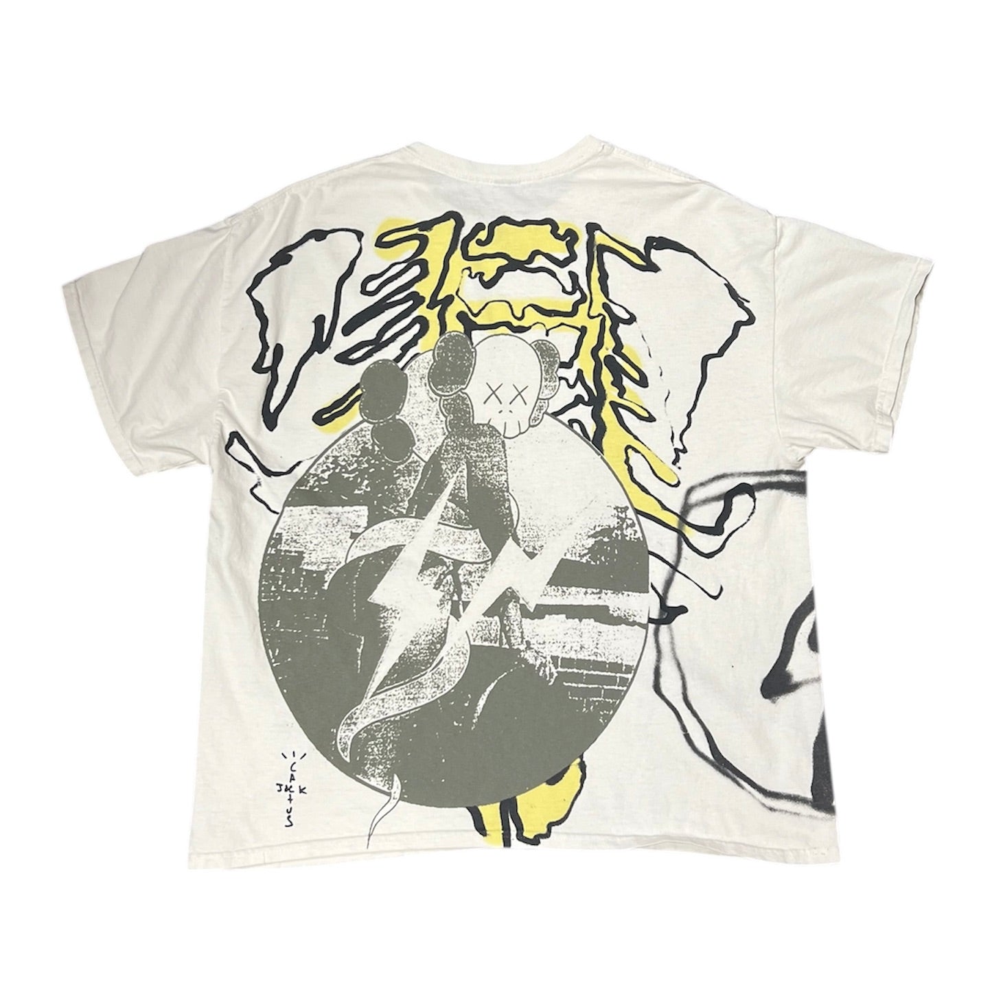 Travis Scott Cactus Jack Kaws For Fragment Aged Yellow Tshirt