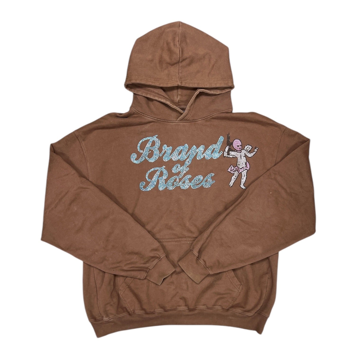 Brand Of Roses Rhinestone Brown Hoodie