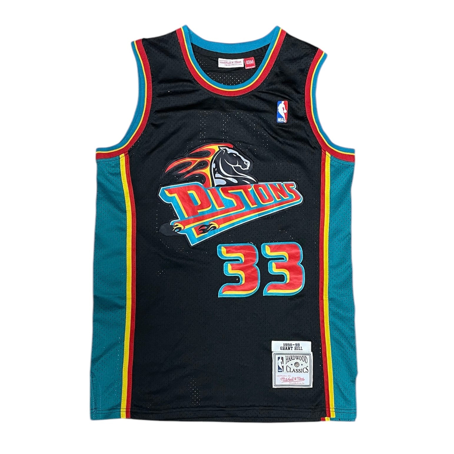 Mitchell & Ness Hardwood Classics Detroit Pistons Hill #33 Basketball Jersey