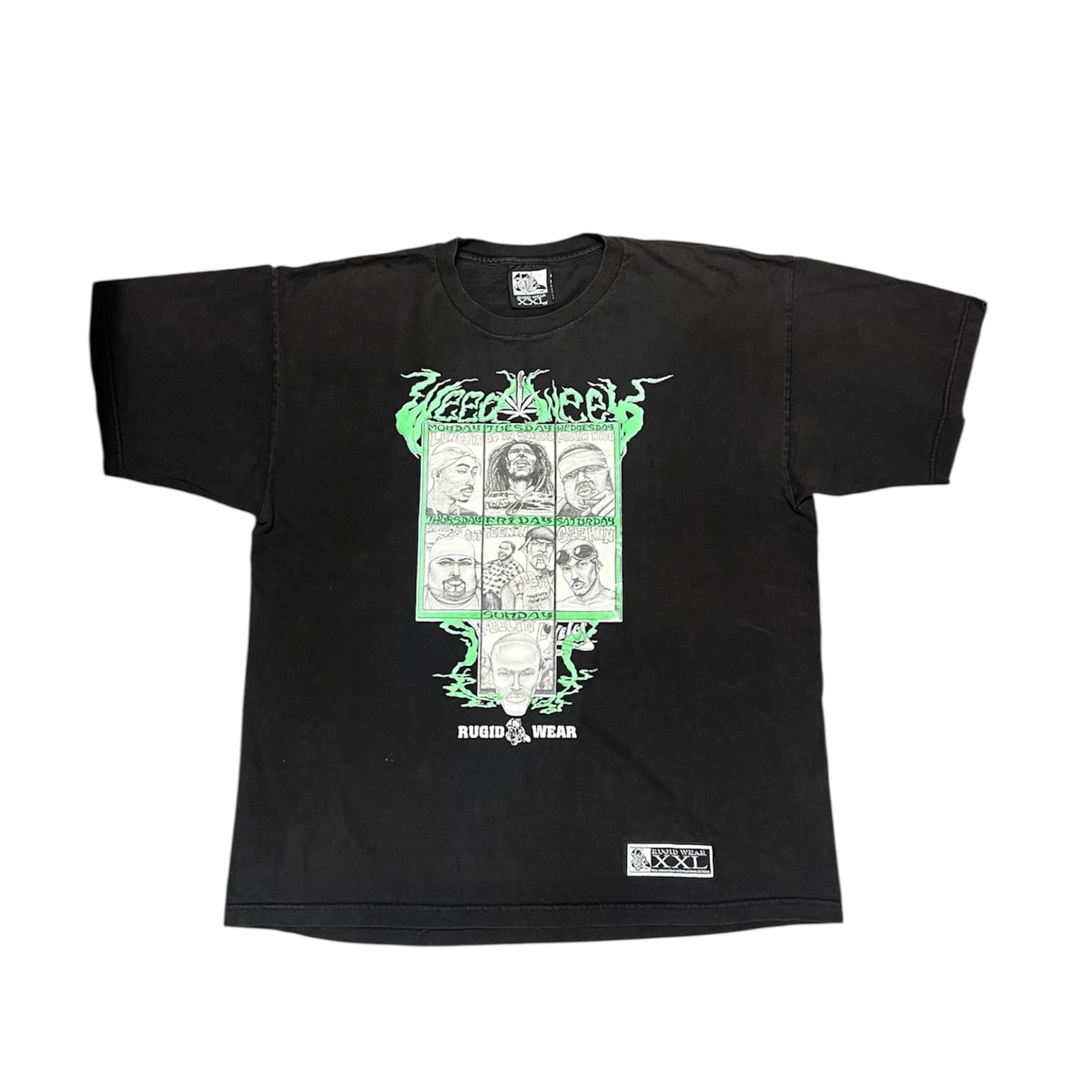 Vintage Rugid Wear Weed Week Black Tshirt