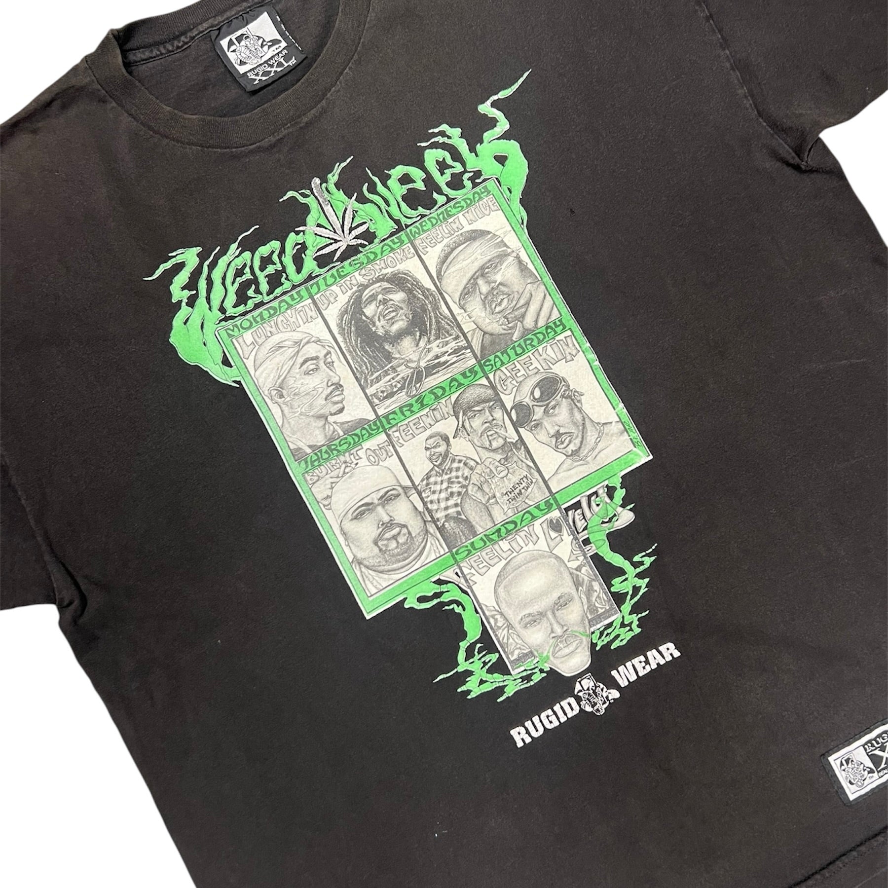 Vintage Rugid Wear Weed Week Black Tshirt
