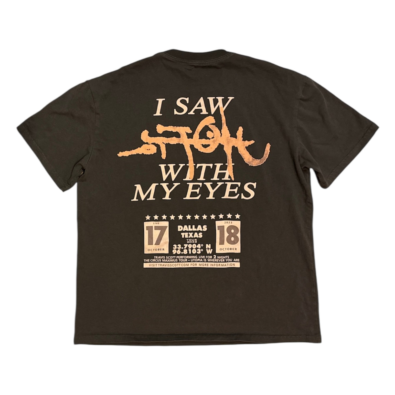 Travis Scott Utopia Is In Dallas Circus Maximus 2023 Tour Brown Tshirt