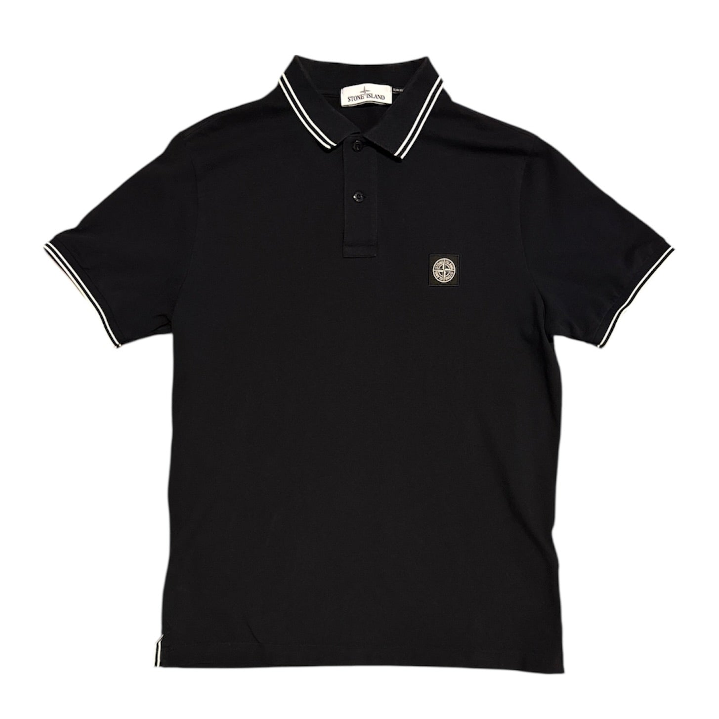 Stone Island Patch Tipped Polo Navy Shirt