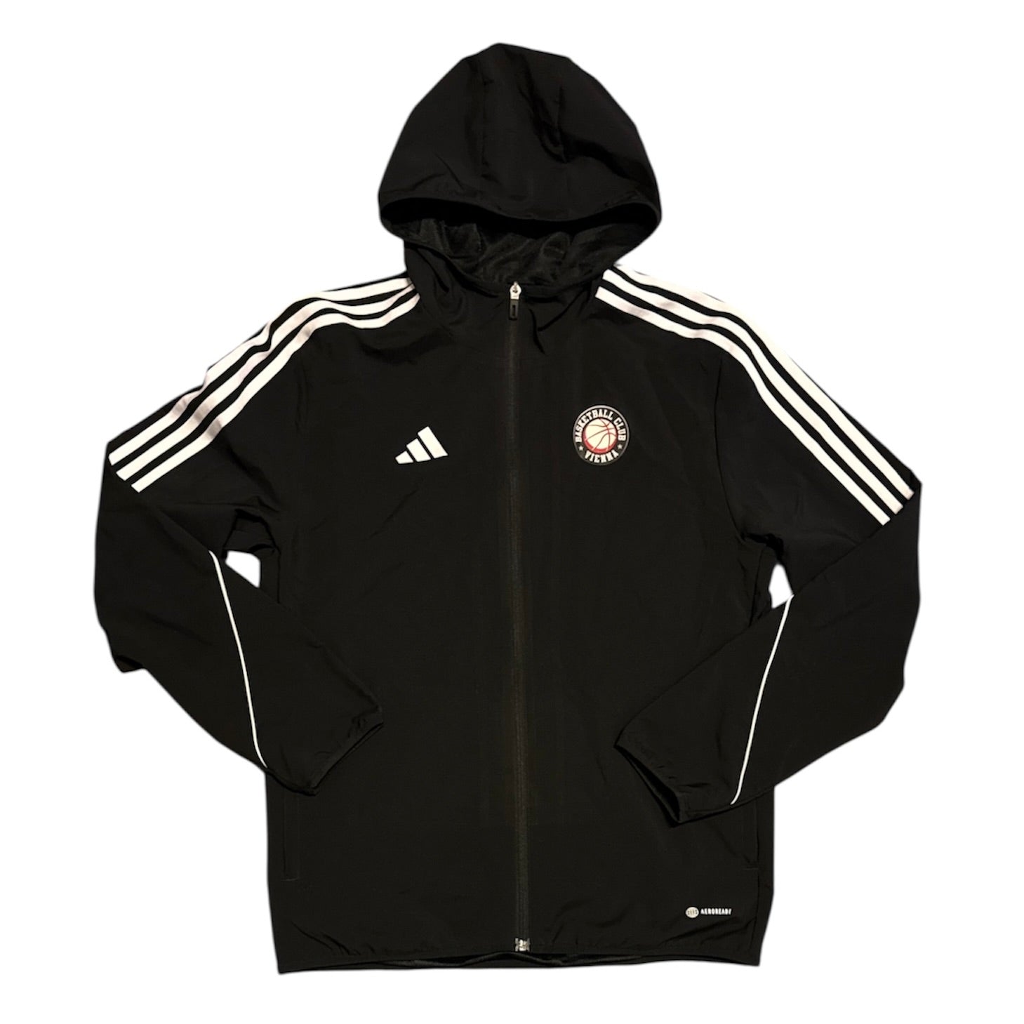 Adidas BC Vienna Striped Print Breathable Black Hooded Jacket