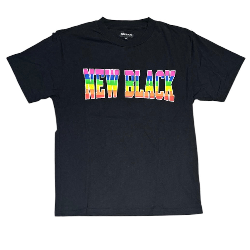 New Black Big Rainbow Logo Black Tshirt