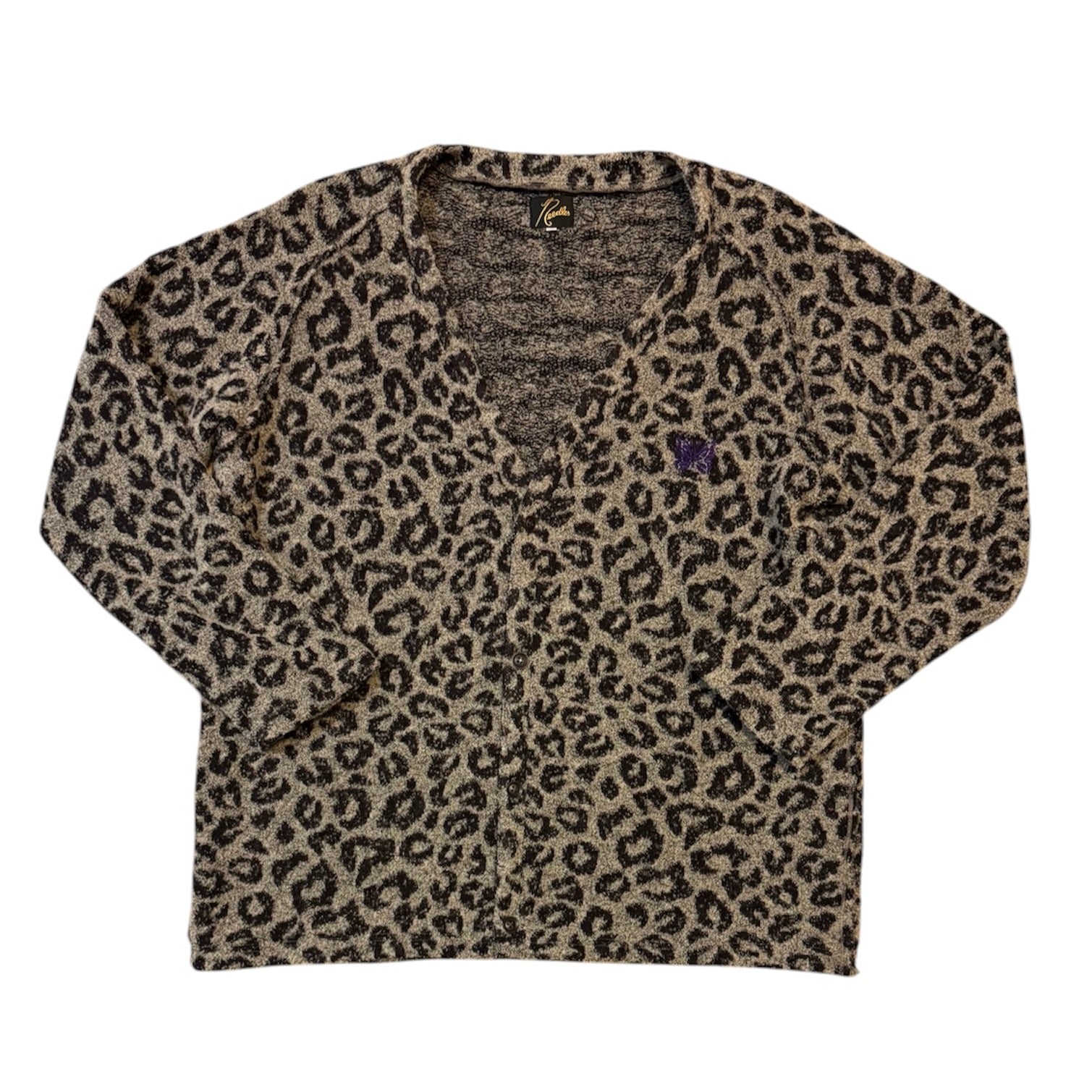 Needles Leopard Print Knit Grey Cardigan