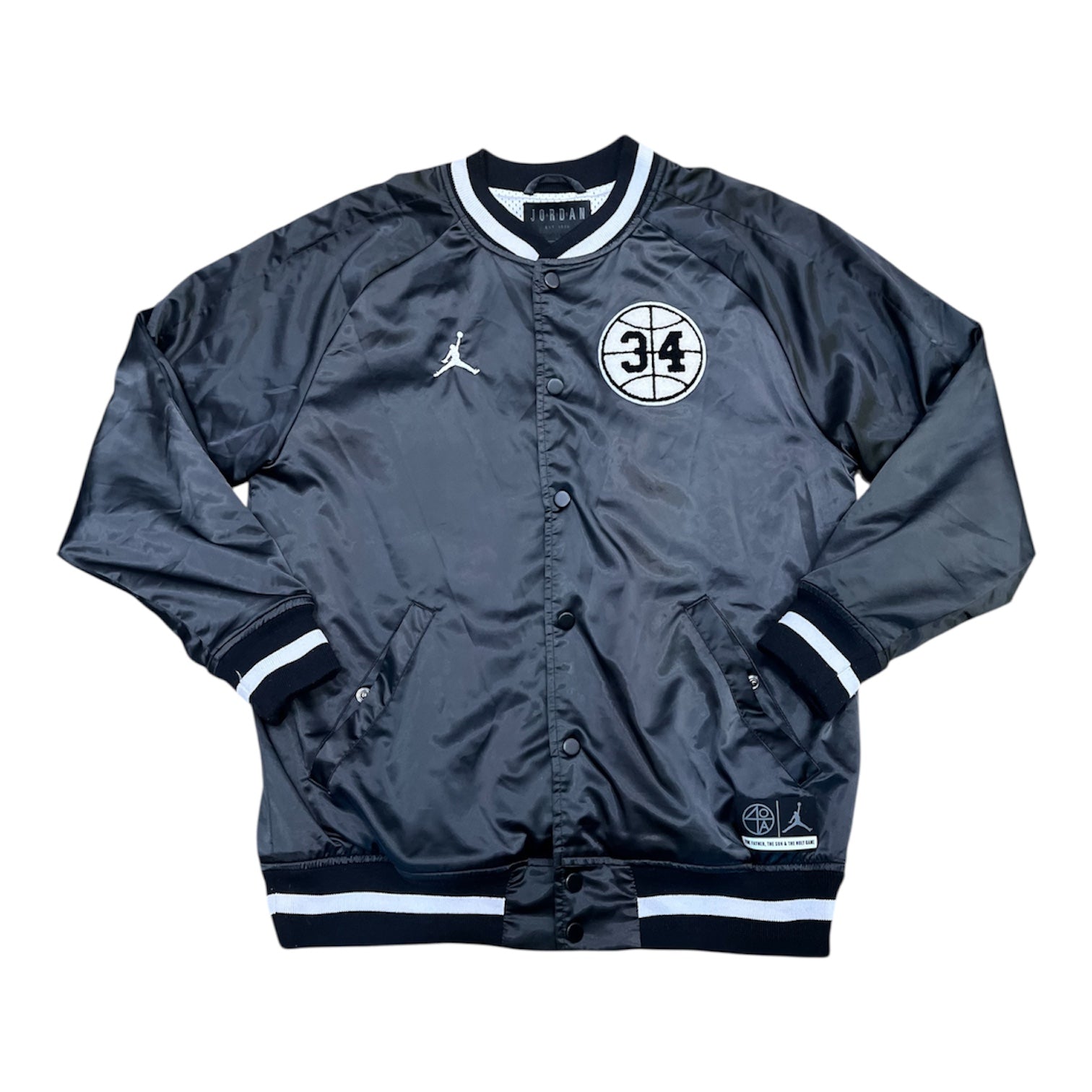 Jordan He Got Game Black Satin Varsity Jacket