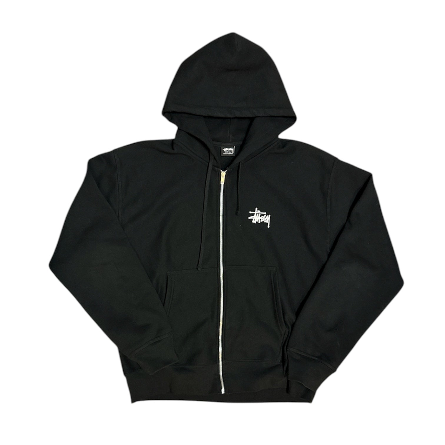 Stussy Basic Logo Zip Up Black Hoodie