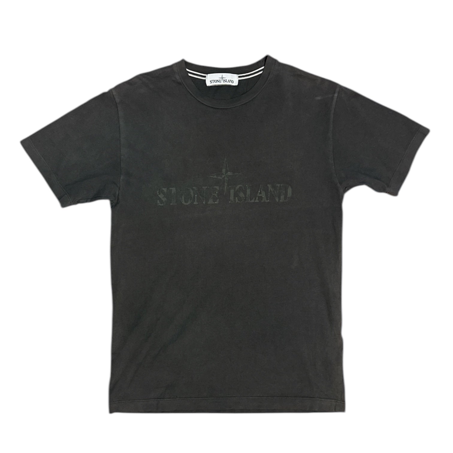 Stone Island Washed Black Camo Nauticle Logo Tshirt