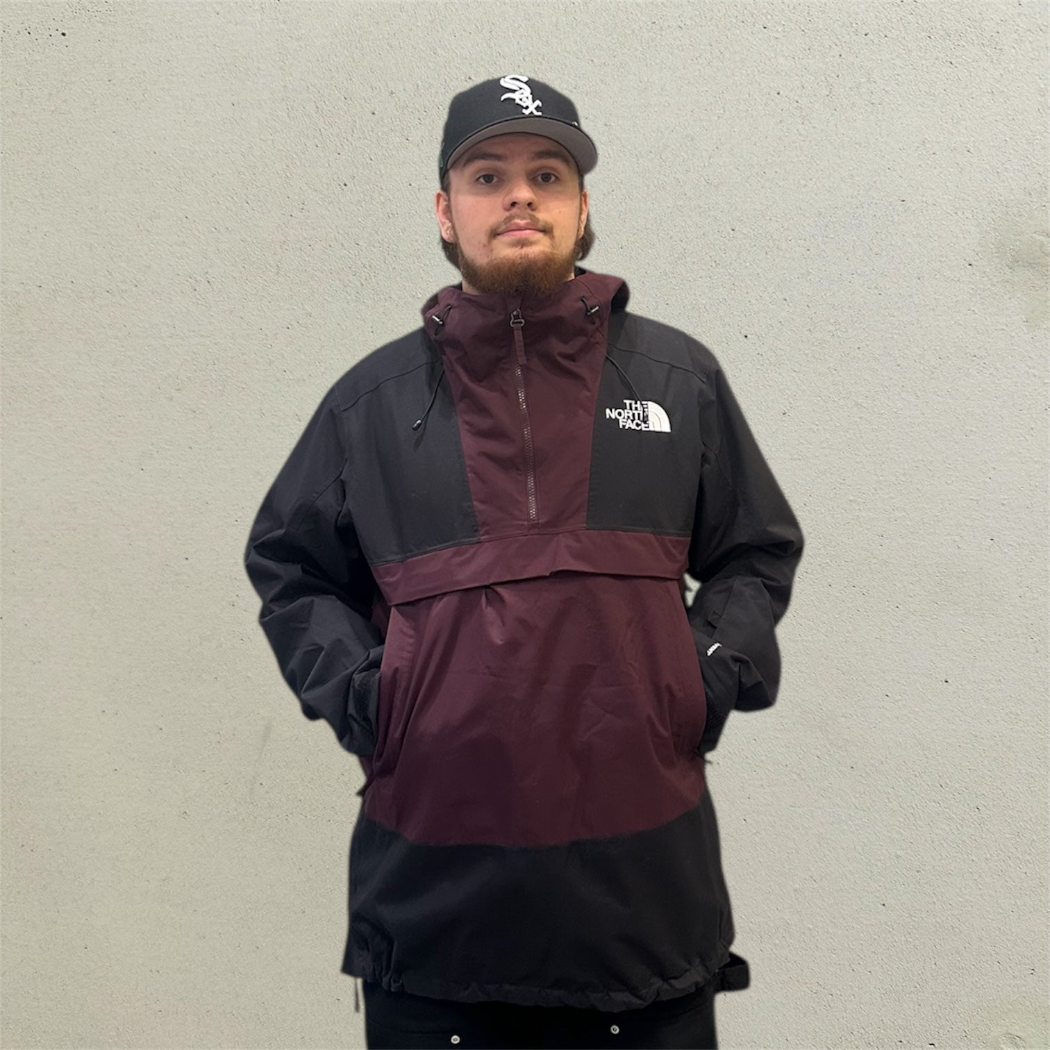 The North Face Silvani Anorak Black Burgundy Jacket