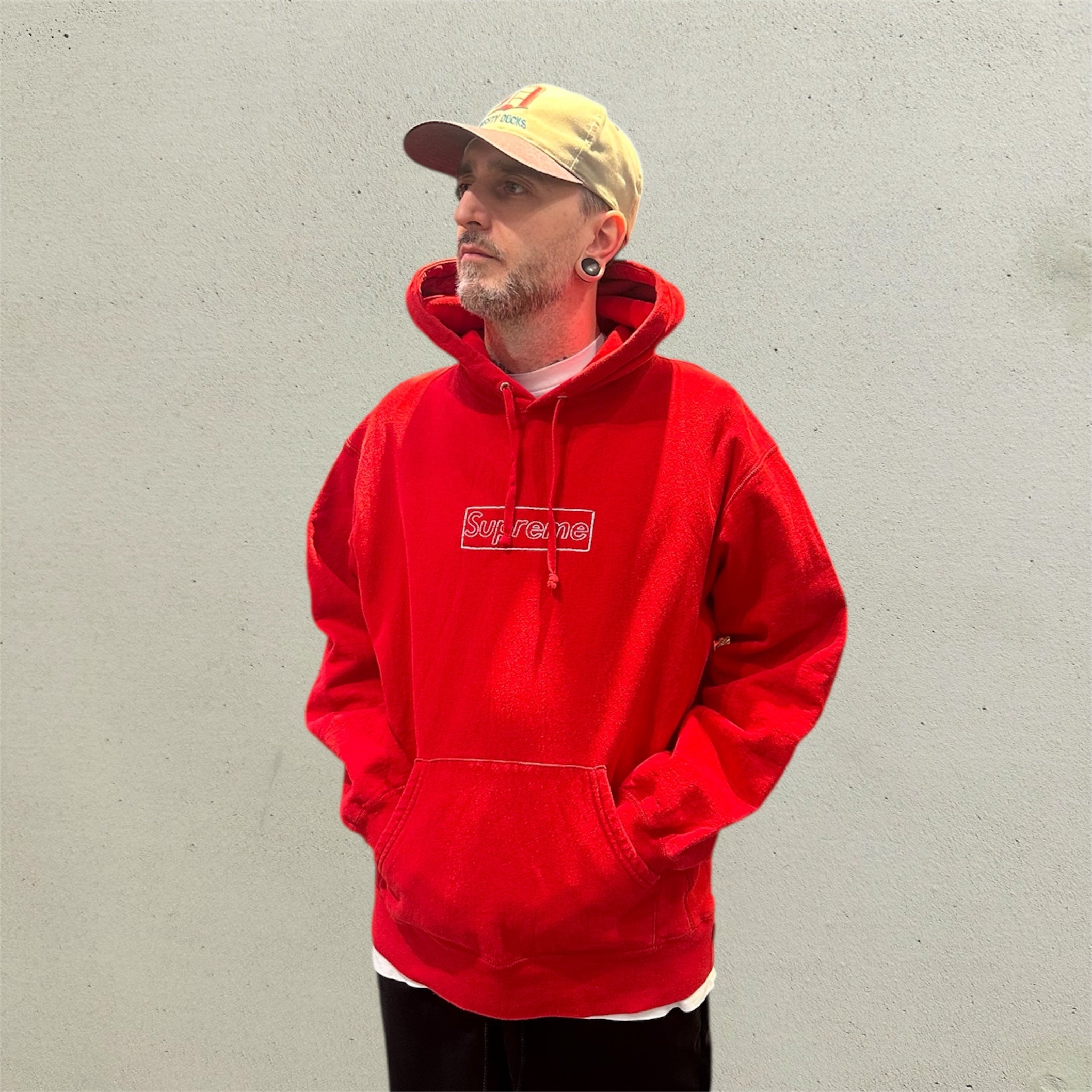 Supreme KAWS Chalk Logo Hooded Sweatshirt Red