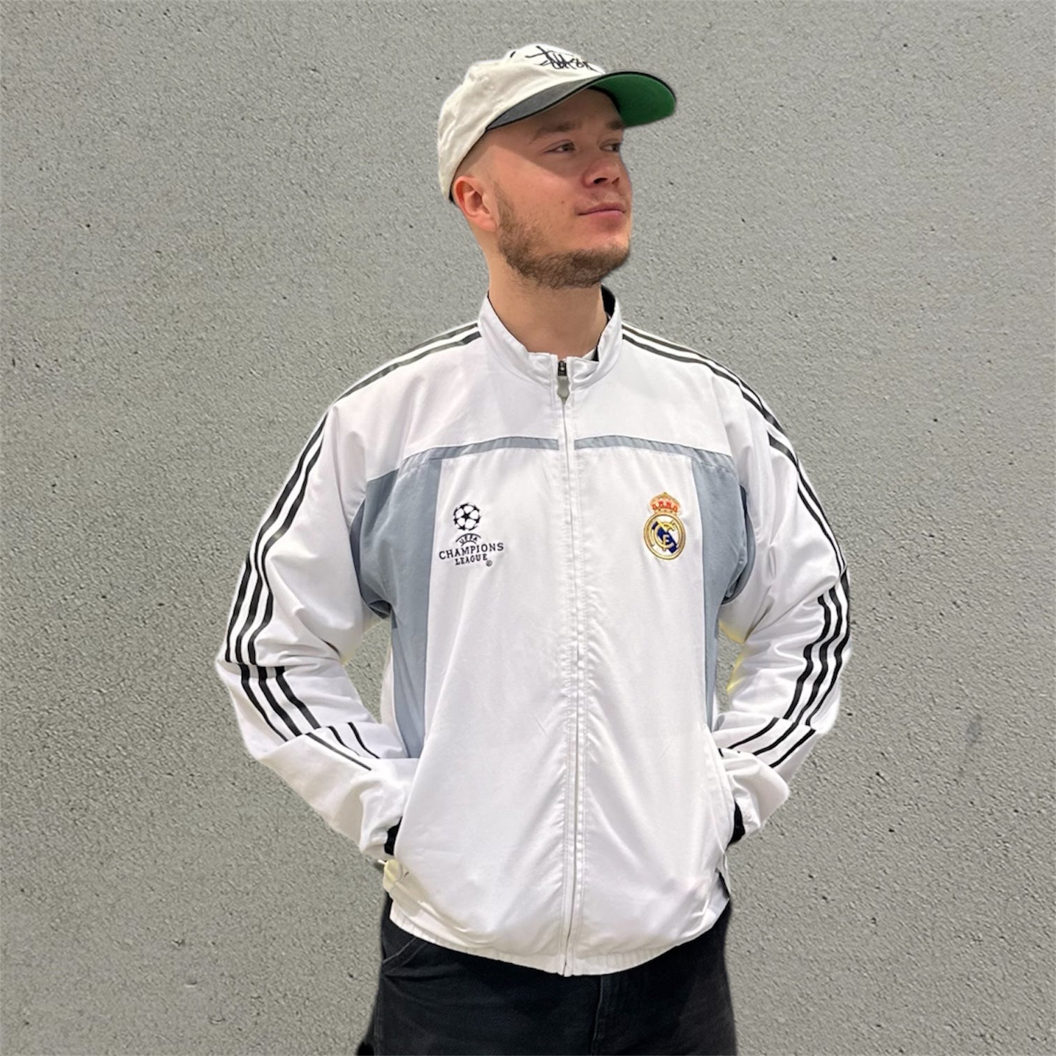 Adidas Real Madrid Champions League 2003/2004 White Grey Football Training Jacket