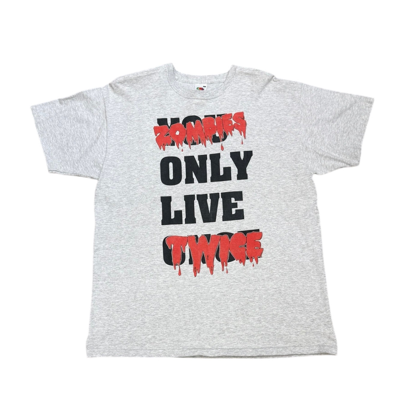 Fruit Of The Loom Zombies Only Live Twice Grey Tshirt