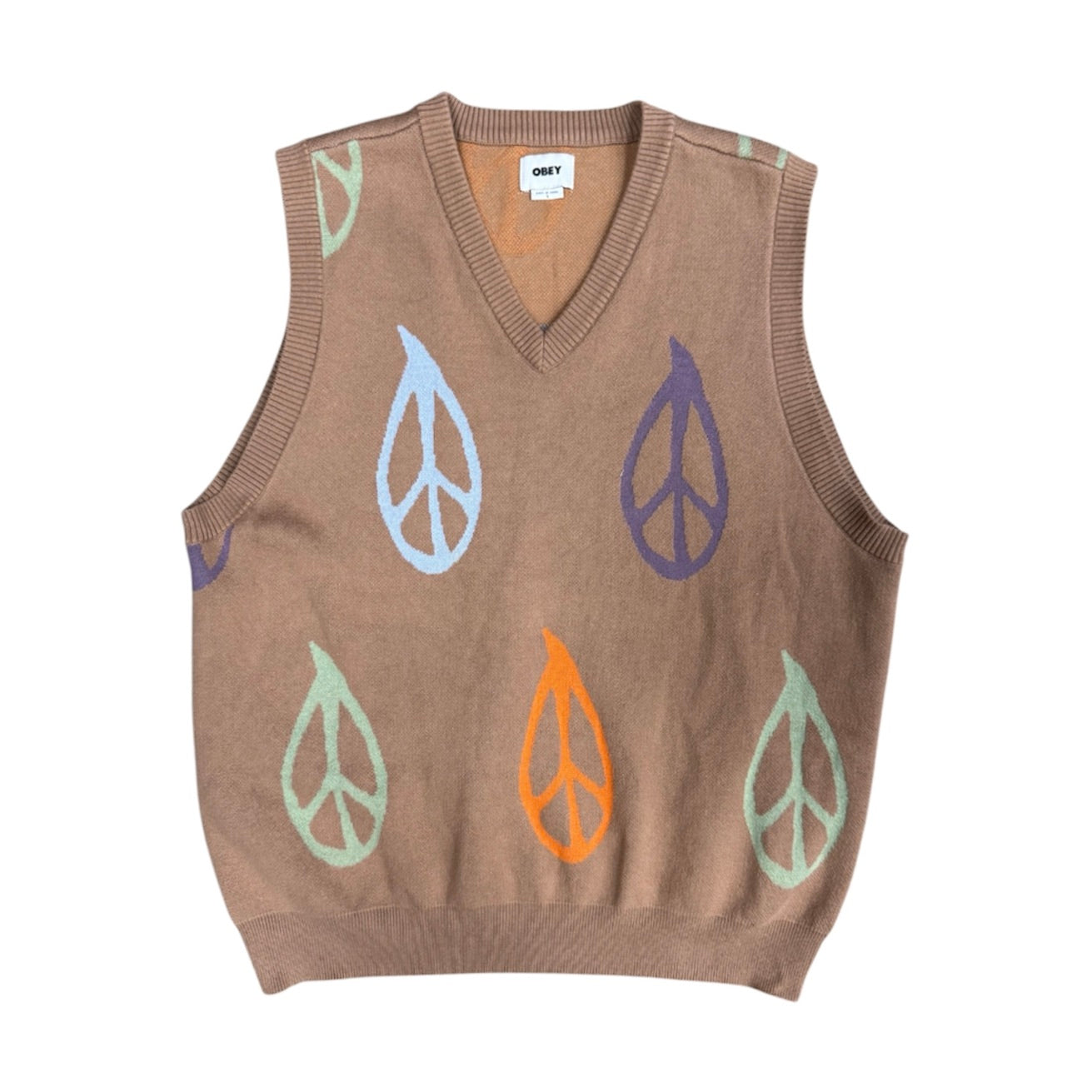 Obey Peace Brown Knitted Vest