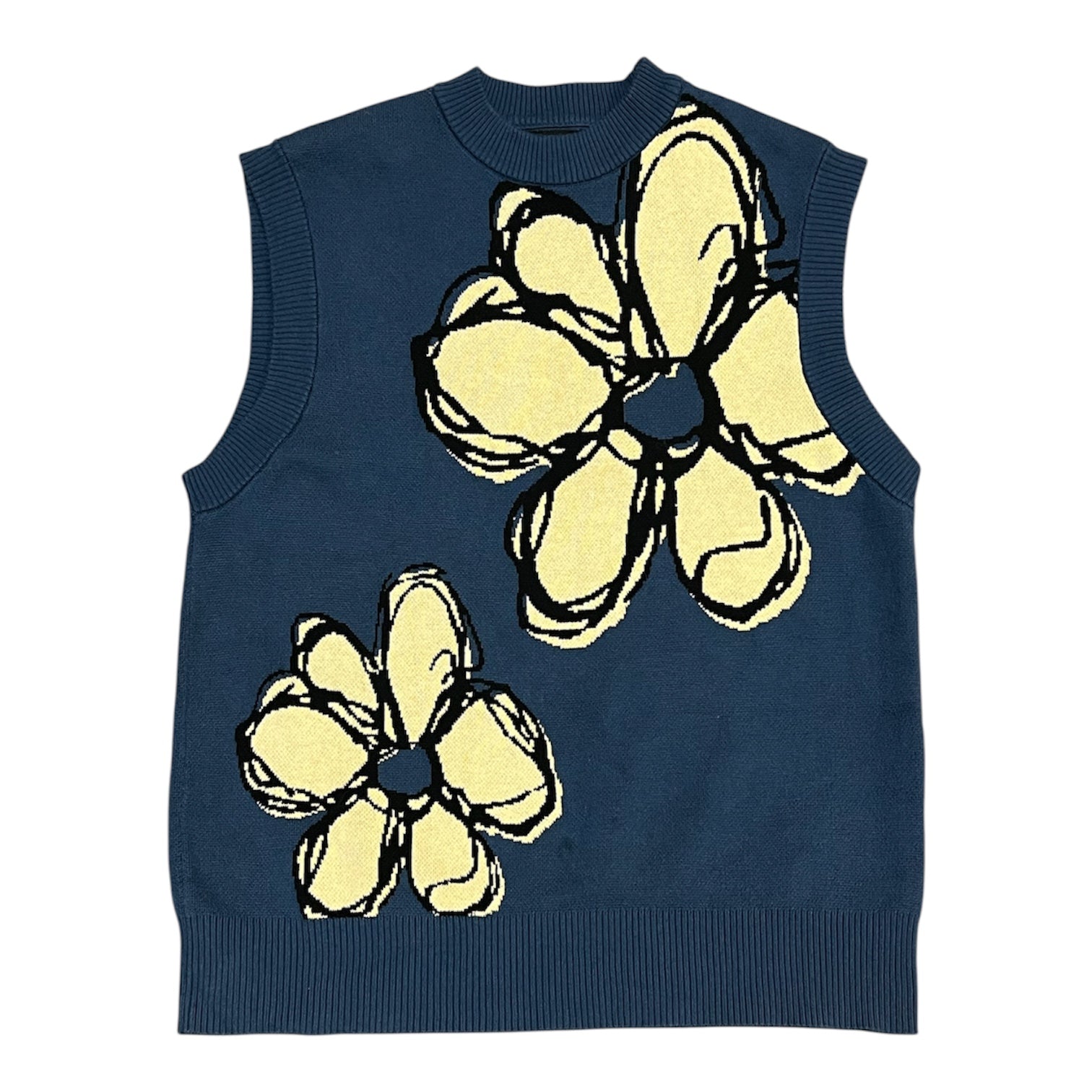 Sweet Sktbs Knitted Navy Flower Vest