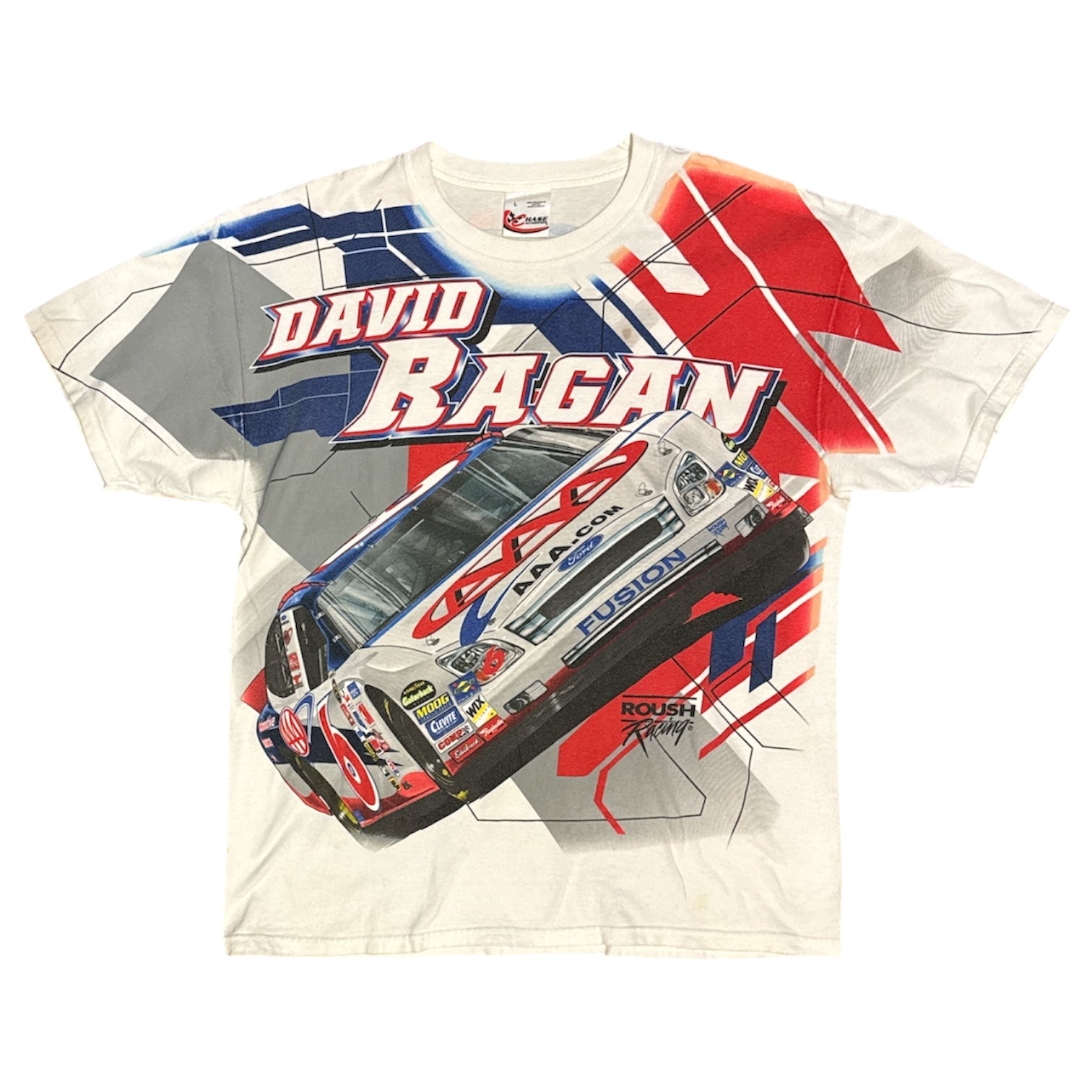 Vintage Chase Authentics David Bagan Nascar White Tshirt