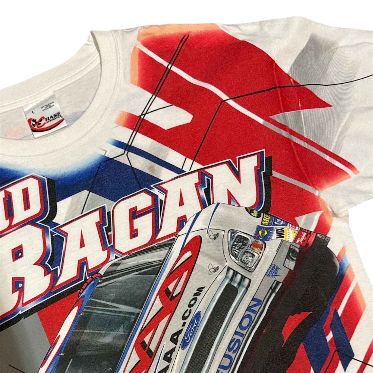 Vintage Chase Authentics David Bagan Nascar White Tshirt