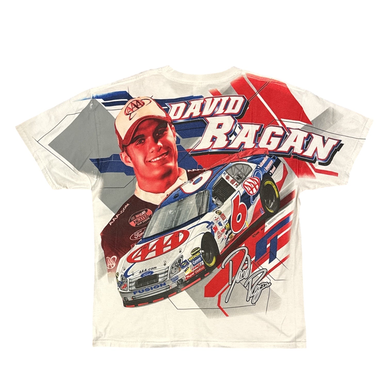 Vintage Chase Authentics David Bagan Nascar White Tshirt
