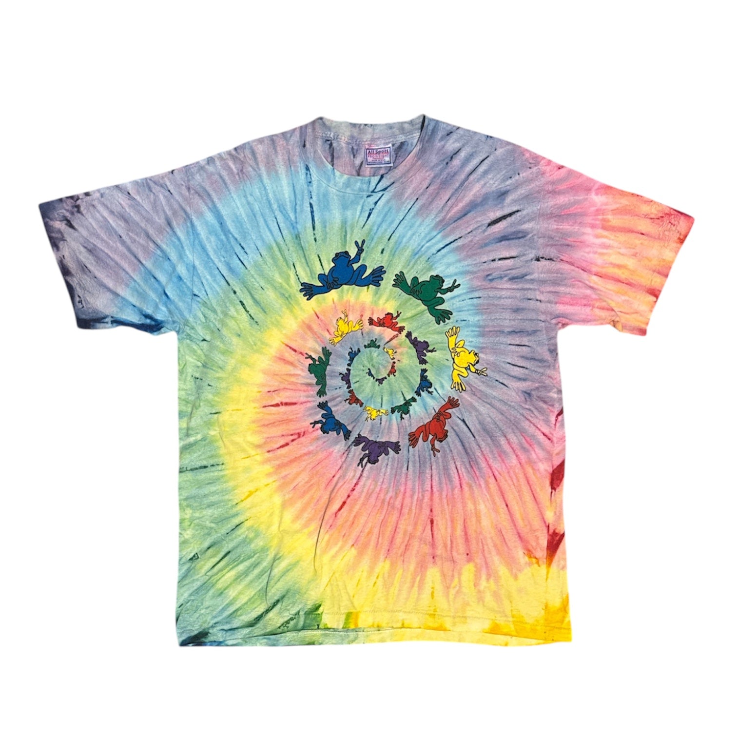 Vintage Peace Frogs Tie Dye Rainbow Tshirt