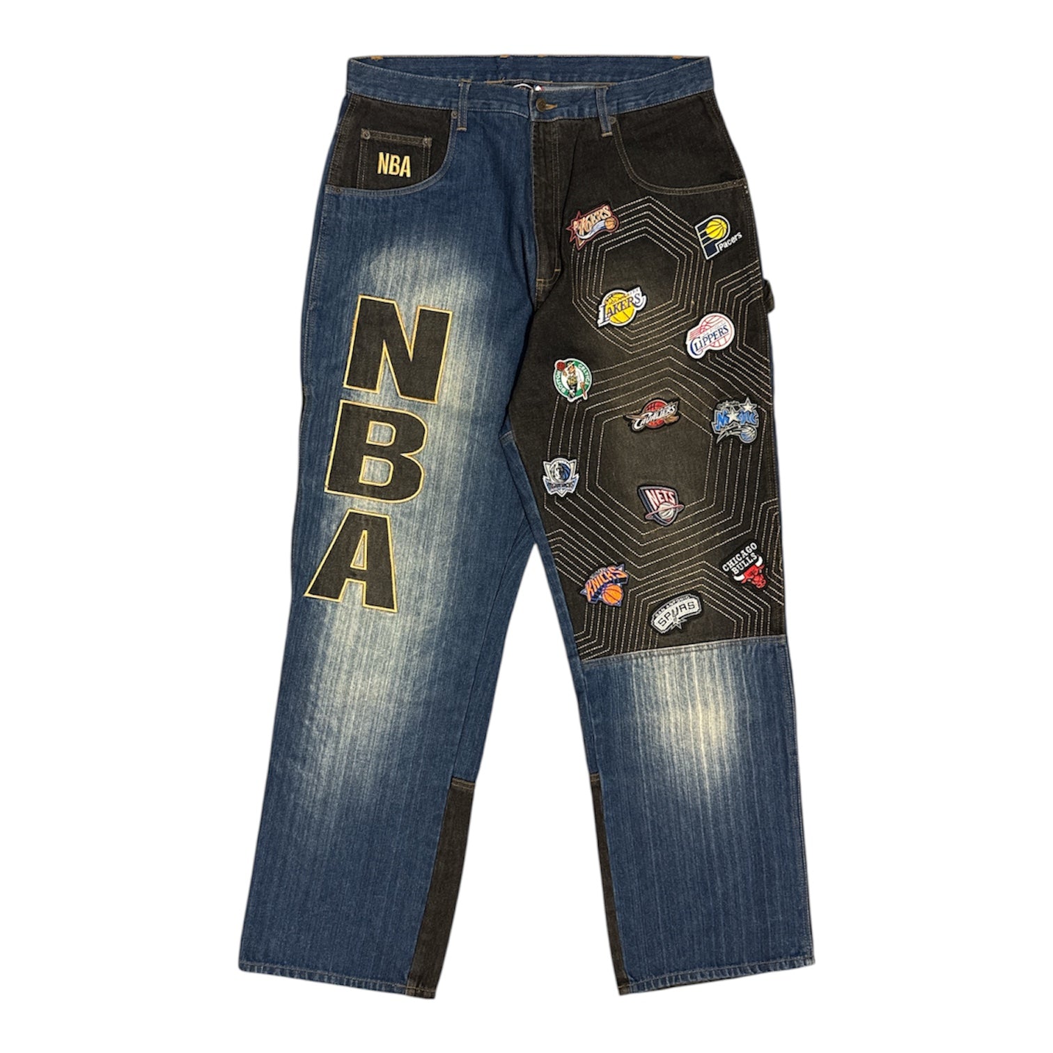 Vintage Unk Denim NBA Patchwork Blue Black Jeans