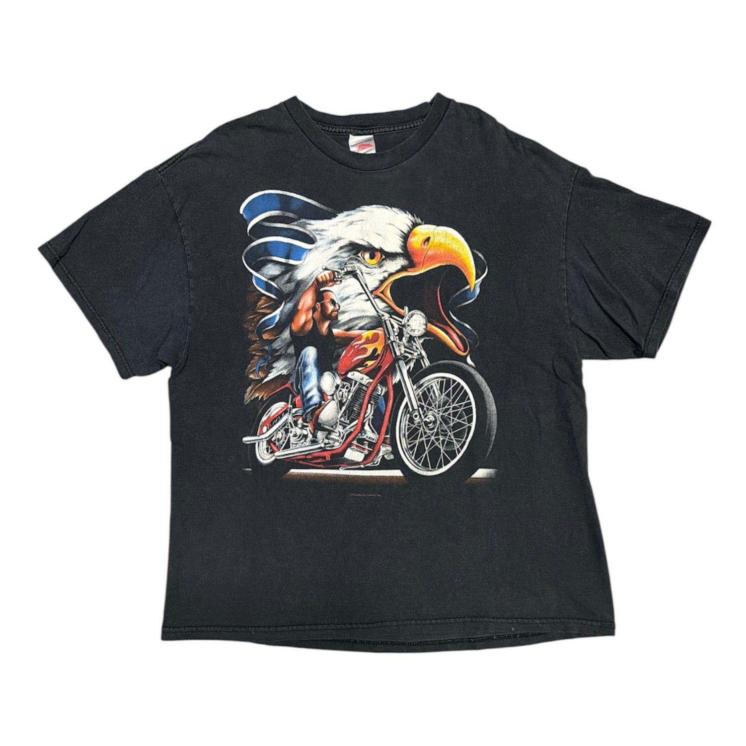 Vintage Thunder Sportswear Eagle Motorcycle Black Tshirt