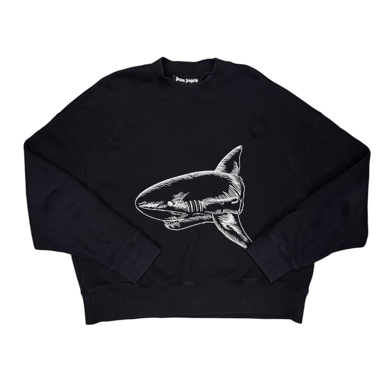 Palm Angels Split Shark Logo Crewneck Black Sweater
