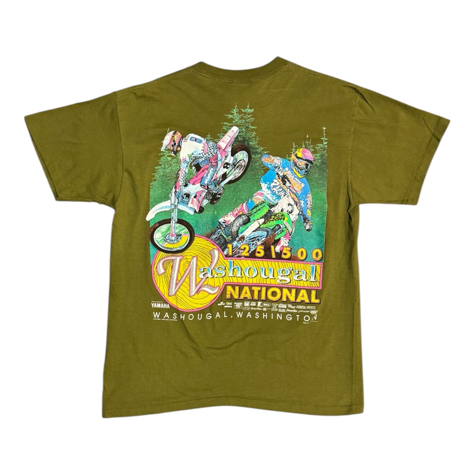 Vintage Anvil Washougal Washington National Motorcross Khaki Green Tshirt