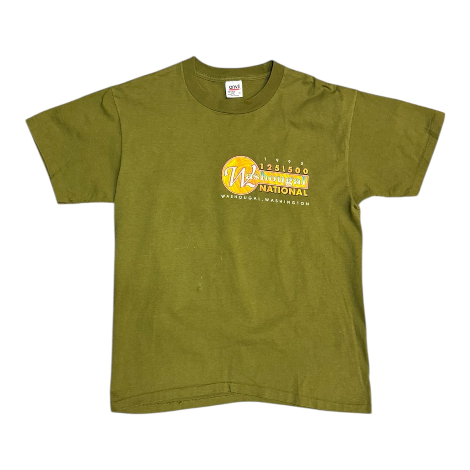 Vintage Anvil Washougal Washington National Motorcross Khaki Green Tshirt