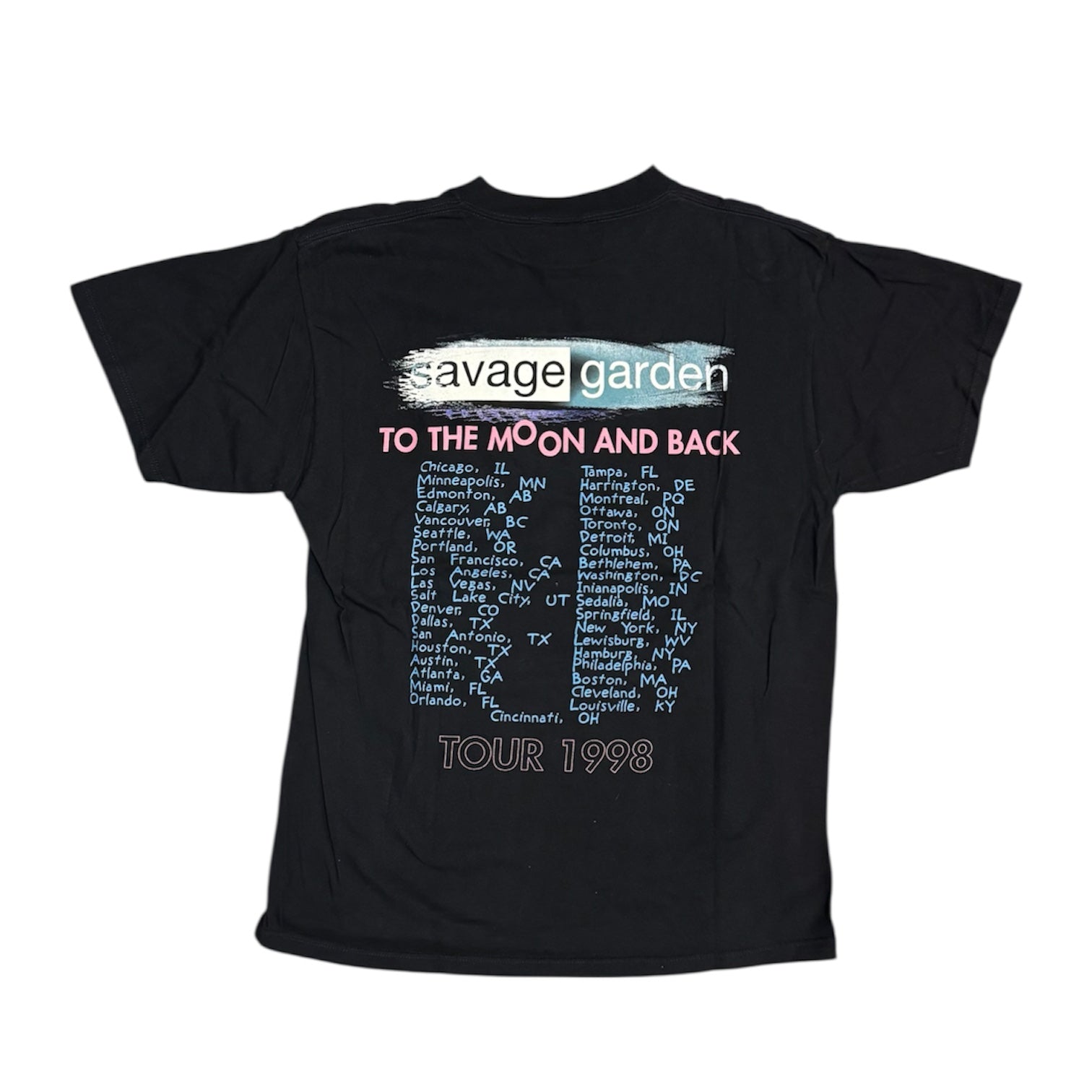 Vintage Tultex Savage Garden To The Moon And Back 1998 Tour Merch Black Tshirt