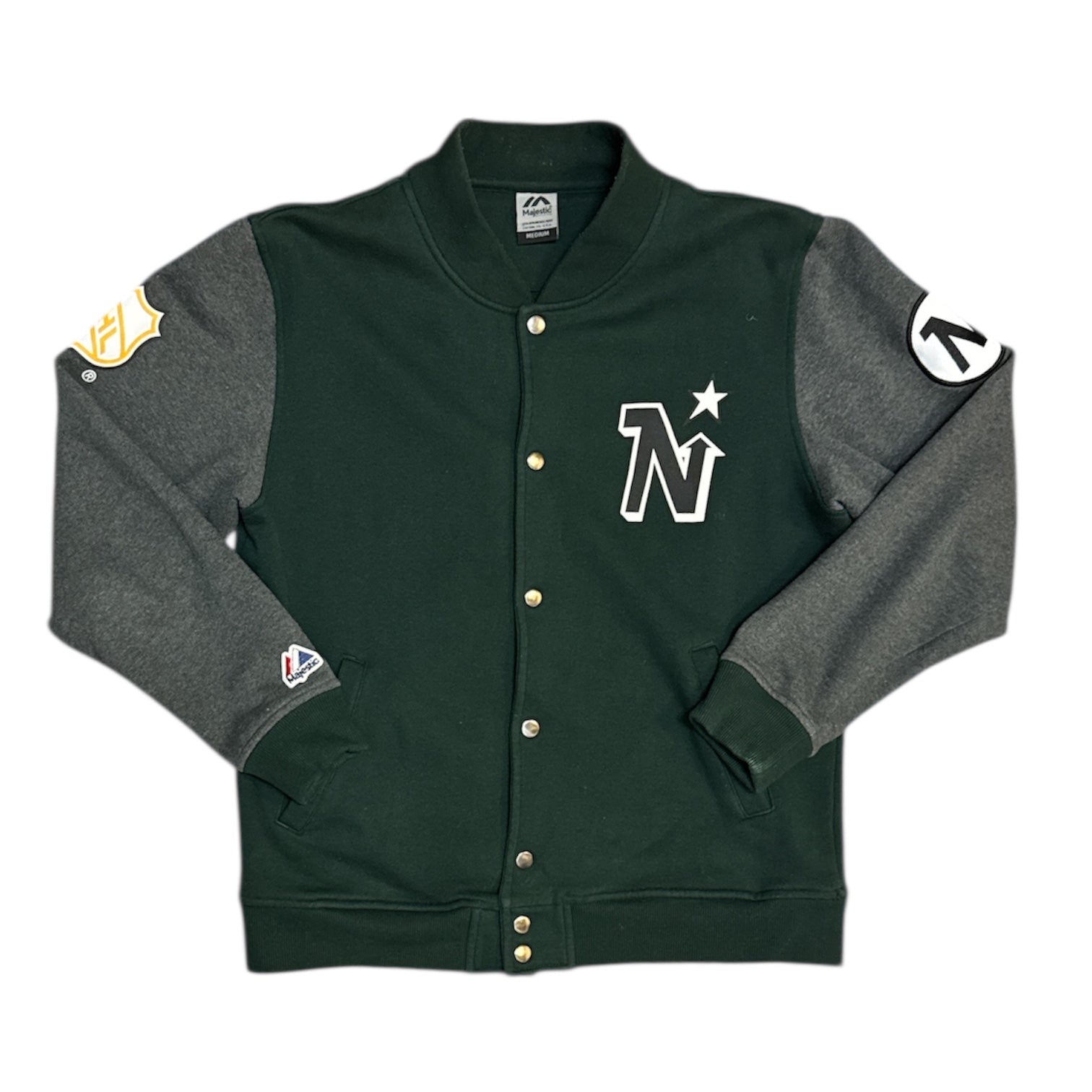 Majestic NHL Minnesota North Stars Green Grey Varsity Jacket