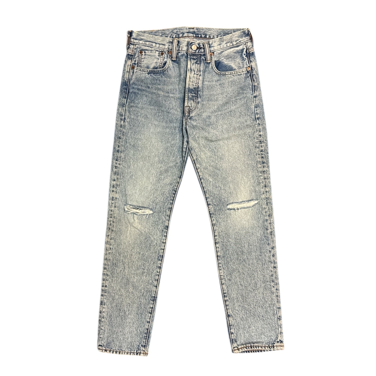 Levi's 501 CT Acid Wash Ripped Knee Blue Jeans